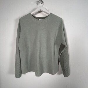 Calme Johnny Was Cashmere Sweater Women’s Green Waffle Knit Pullover Medium